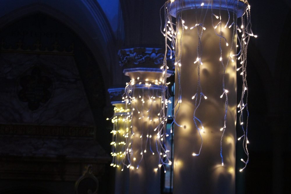 Warm evening lighting at a celebration venue